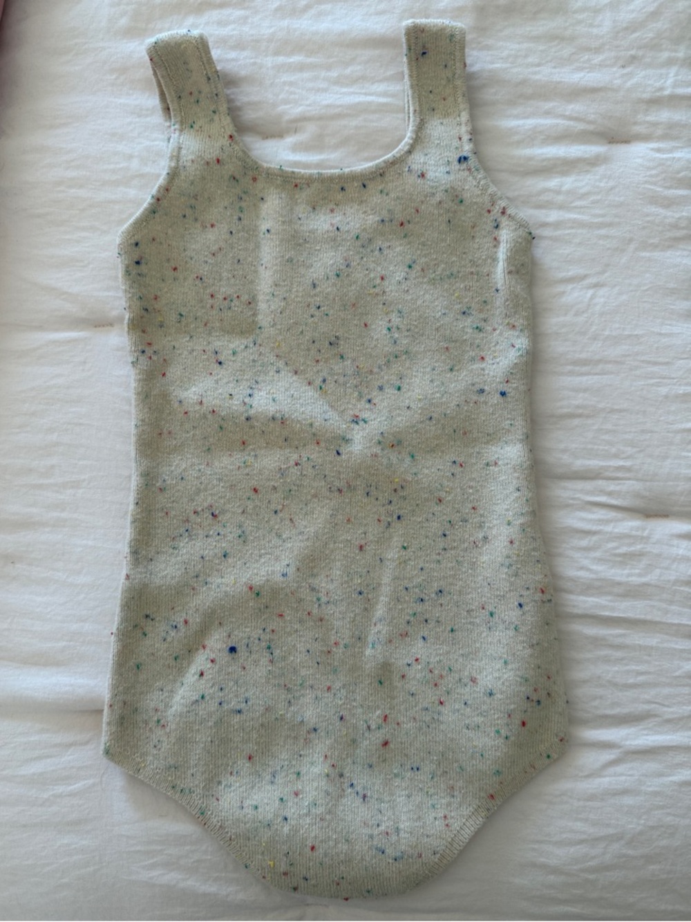 Raised by Water Cream Speckled Knit  One-Piece Bodysuit
